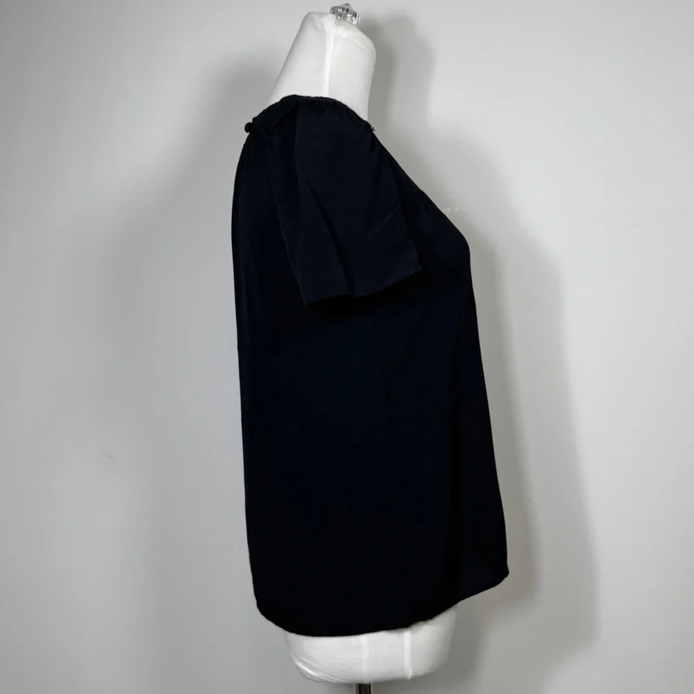 J Crew Women’s Black Puff Sleeve Short‎ Sleeve Blouse Size 2
